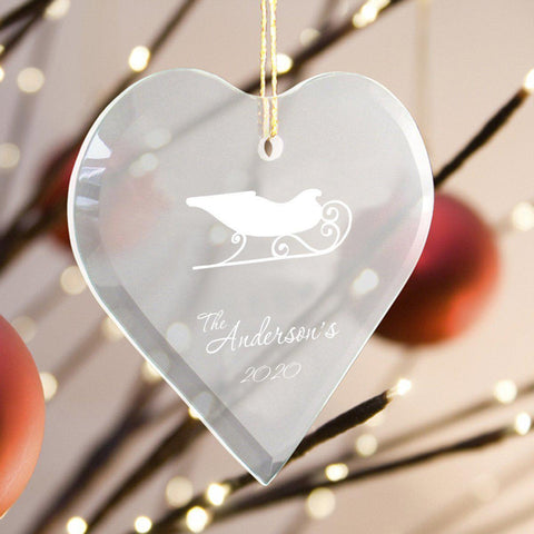 Buy Personalized Heart Shape Glass Ornaments