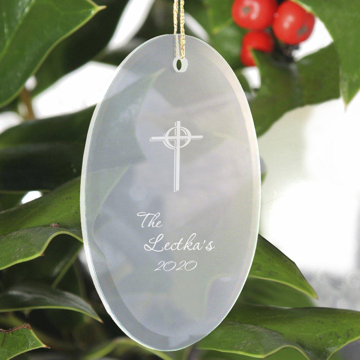 Personalized Beveled Glass Ornament - Oval Shape