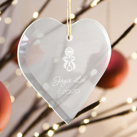 Buy Personalized Heart Shape Glass Ornaments