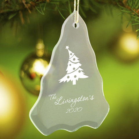 Buy Personalized Tree Shaped Glass Ornaments