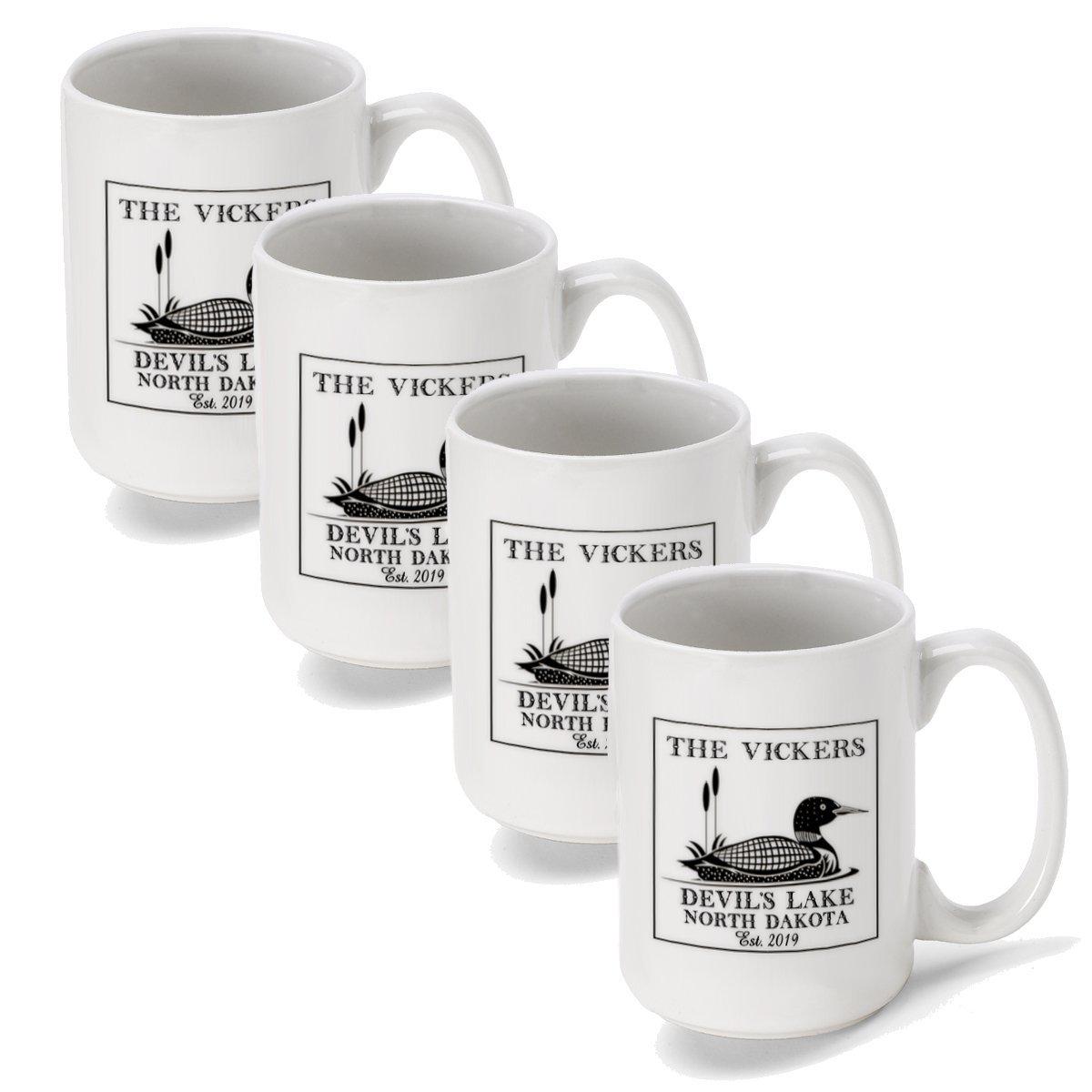 Set of 4 - Personalized Lake House and Cabin Coffee Mugs