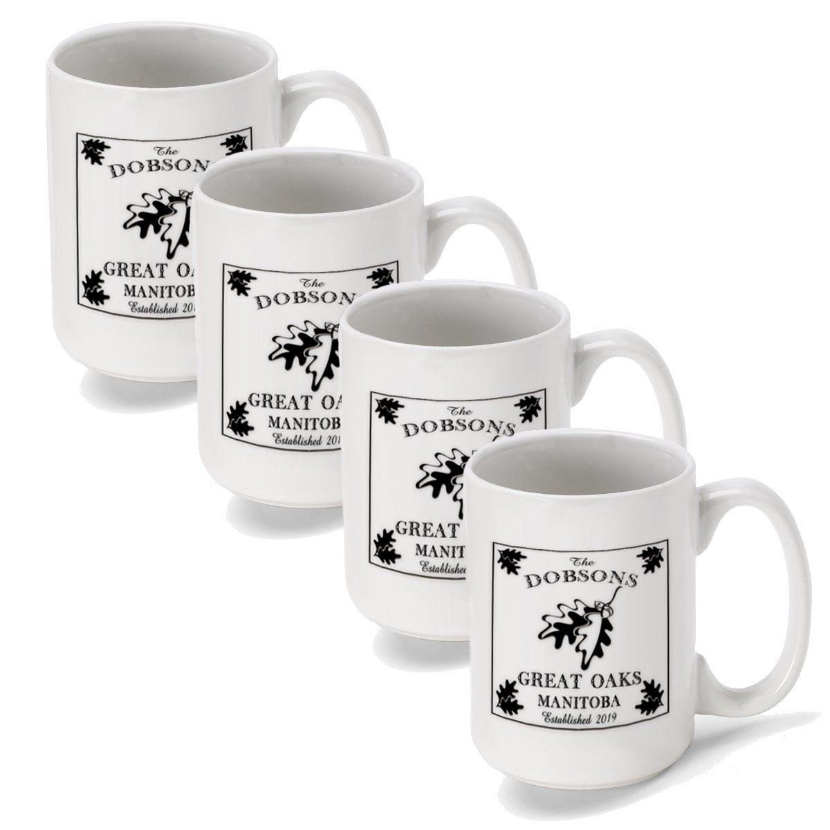 Set of 4 - Personalized Lake House and Cabin Coffee Mugs