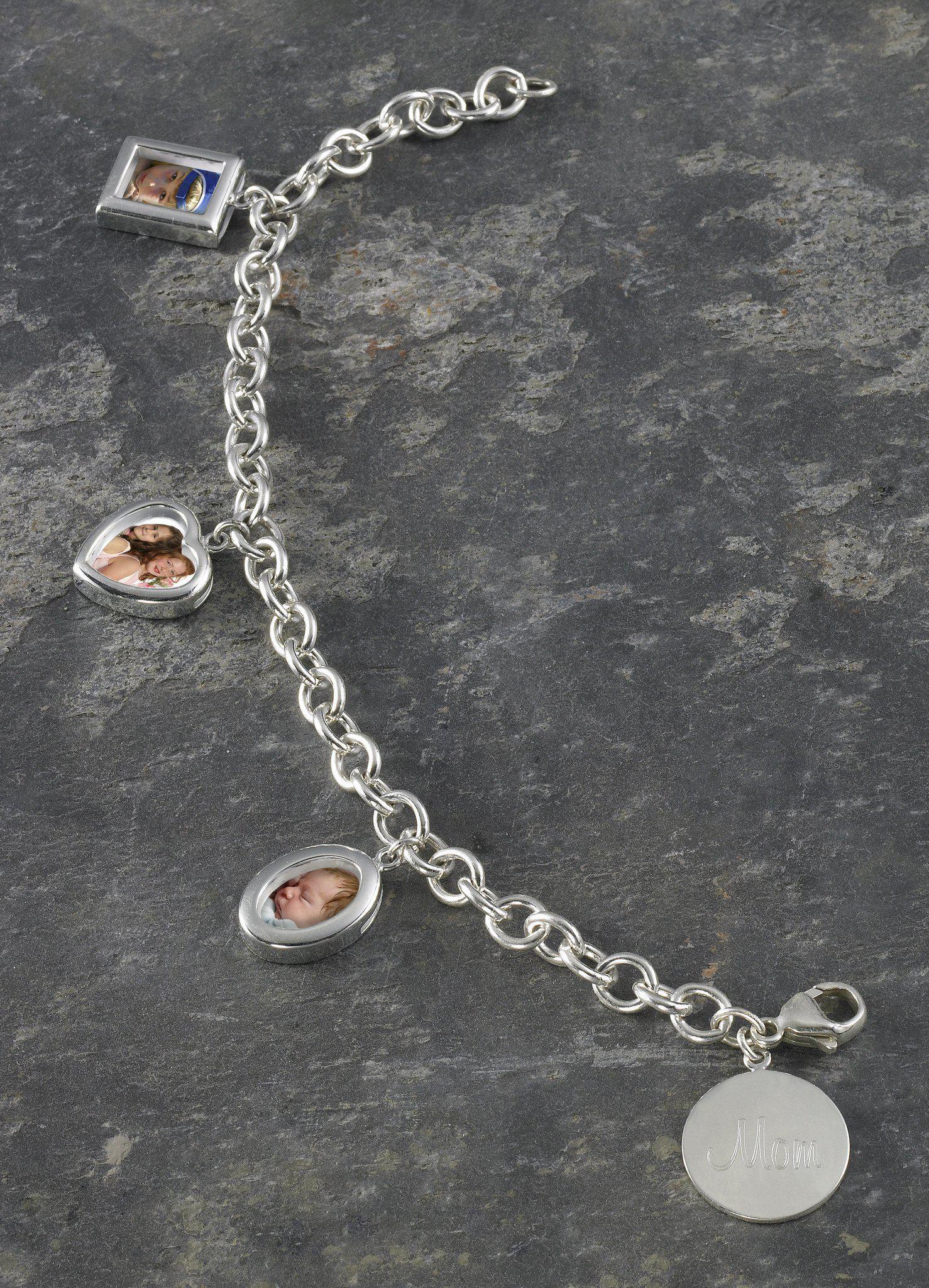 Personalized Sterling Silver Photo Charm Bracelet