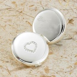 Monogrammed Sweetheart Silver Plated Compact