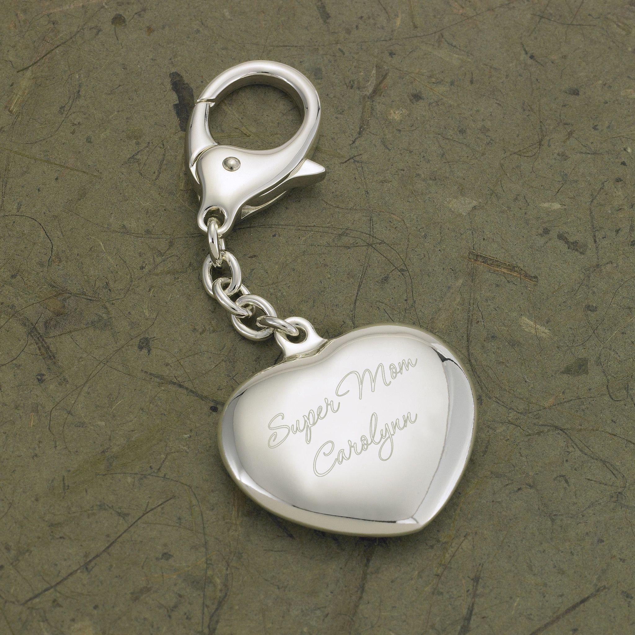 Personalized Heart Silver Plated Key Chain