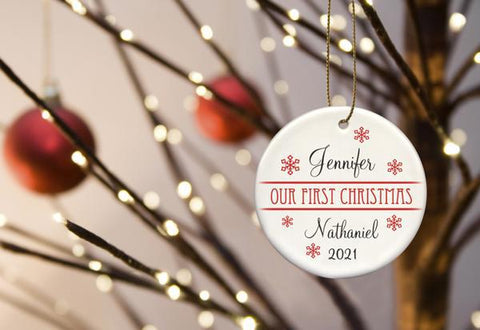 Buy Our First Christmas Personalized Ceramic Ornament for Couples