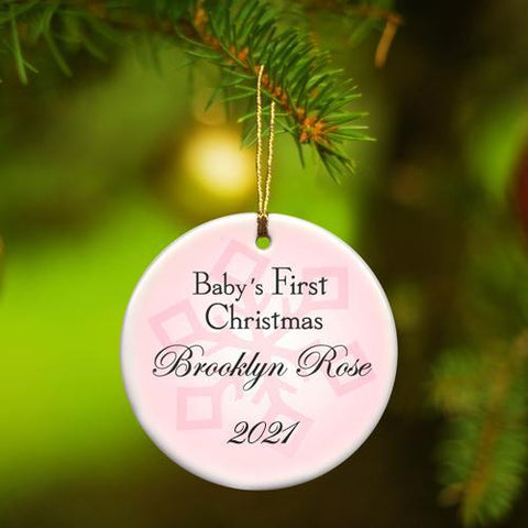 Buy Personalized Baby Girl's First Christmas Ceramic Ornament