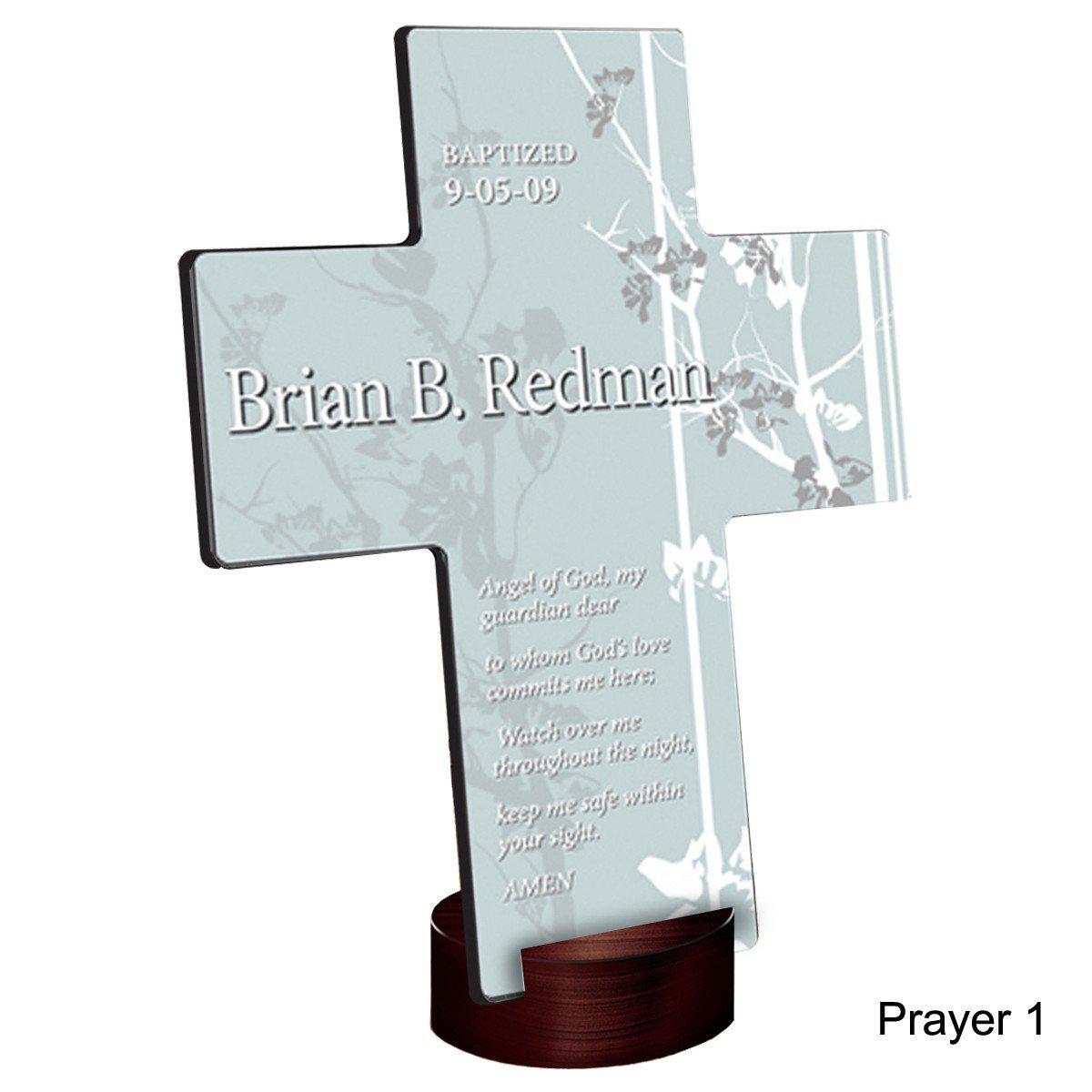 Personalized Faith and Flowers Cross with Stand