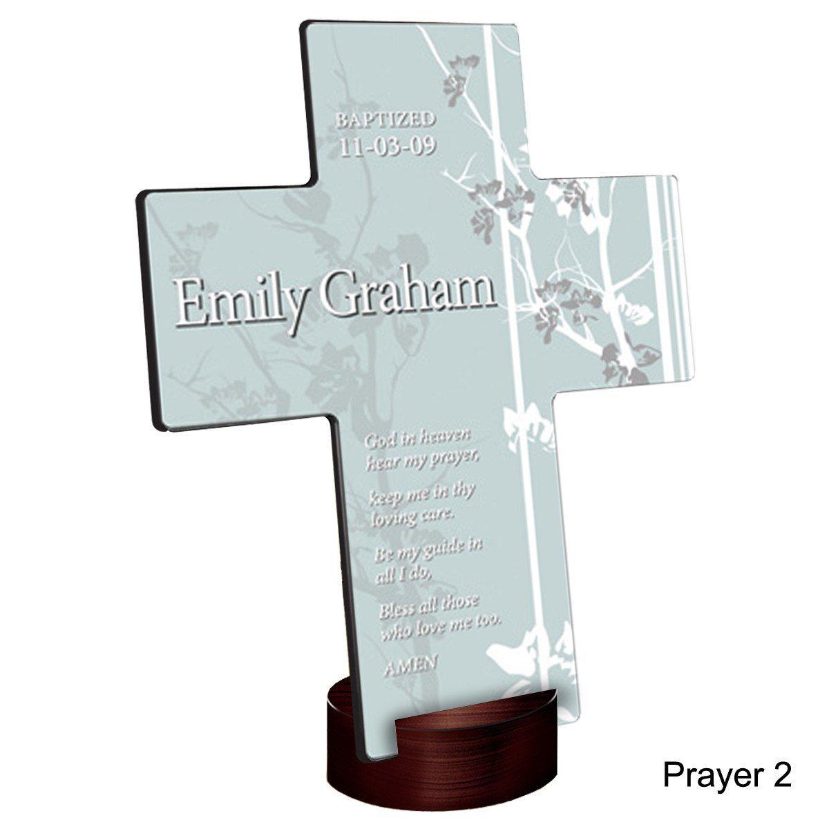 Personalized Faith and Flowers Cross with Stand