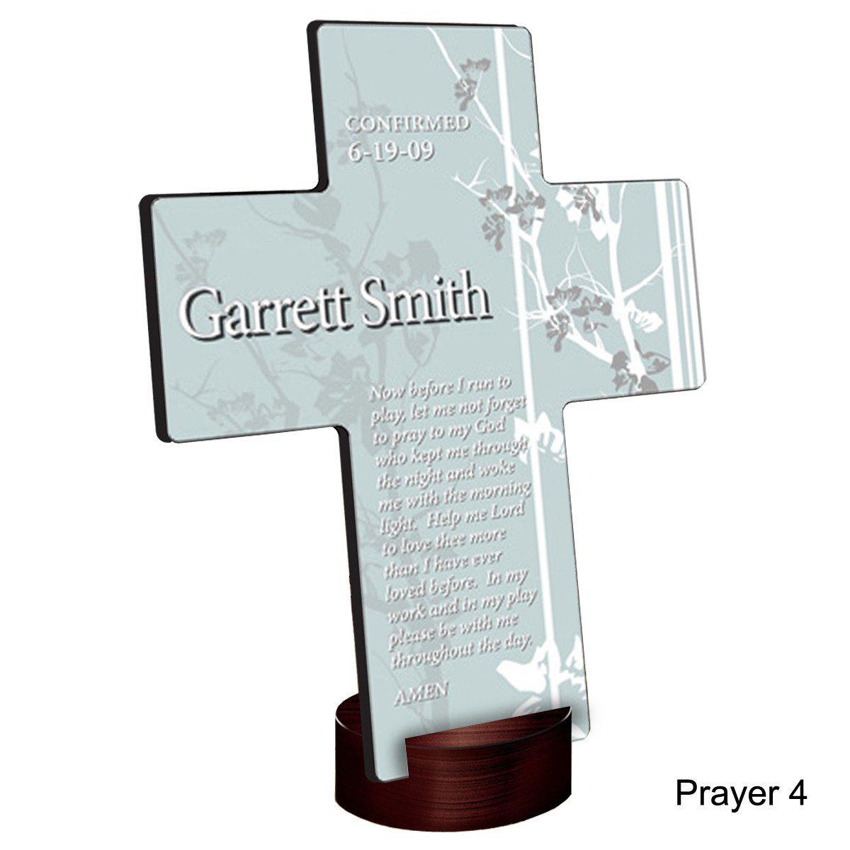 Personalized Faith and Flowers Cross with Stand