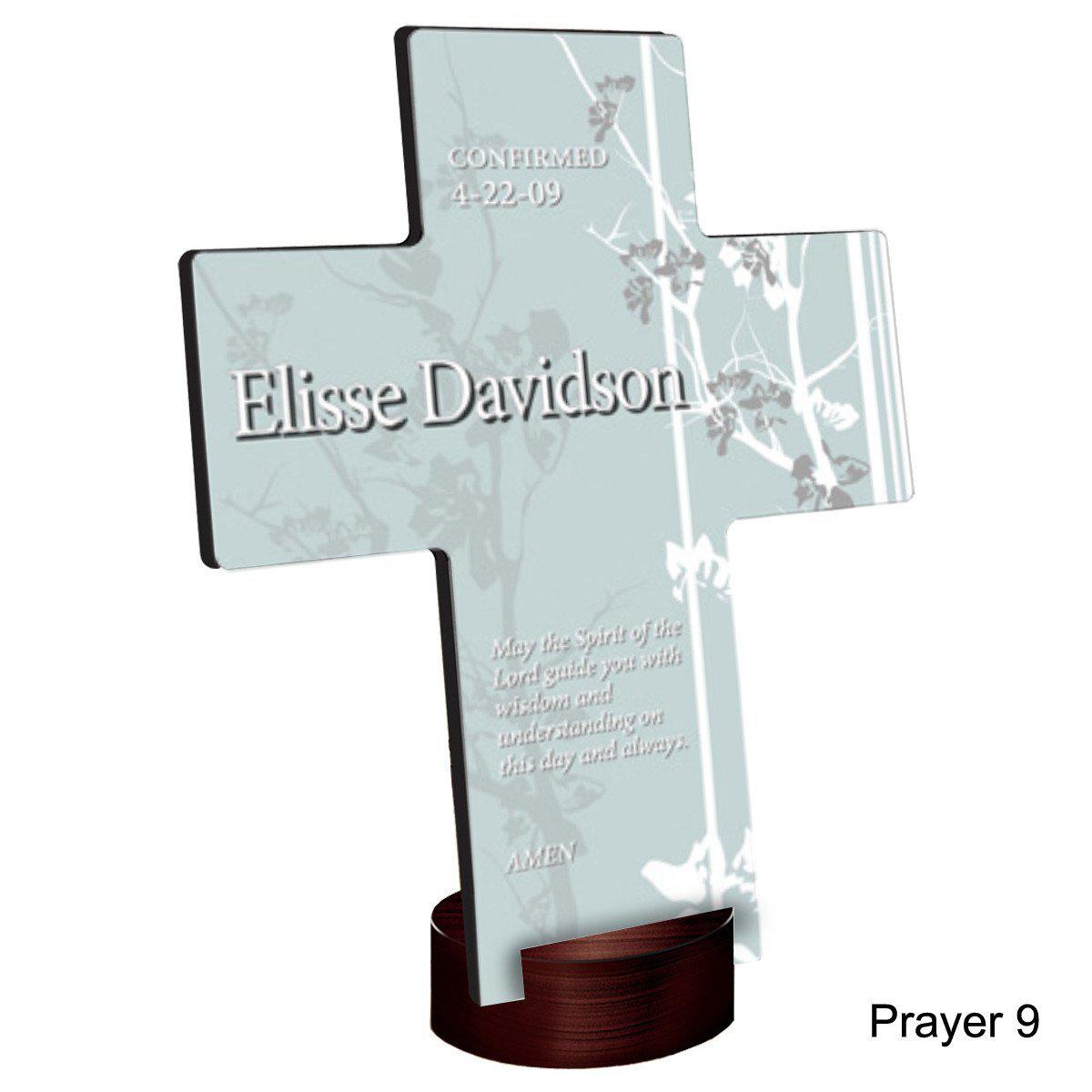 Personalized Faith and Flowers Cross with Stand