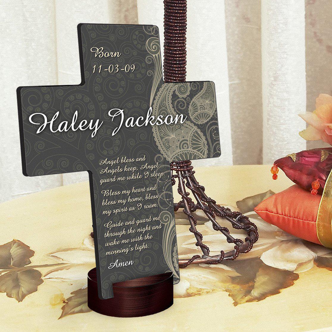Personalized Paisley Praise Cross with Stand