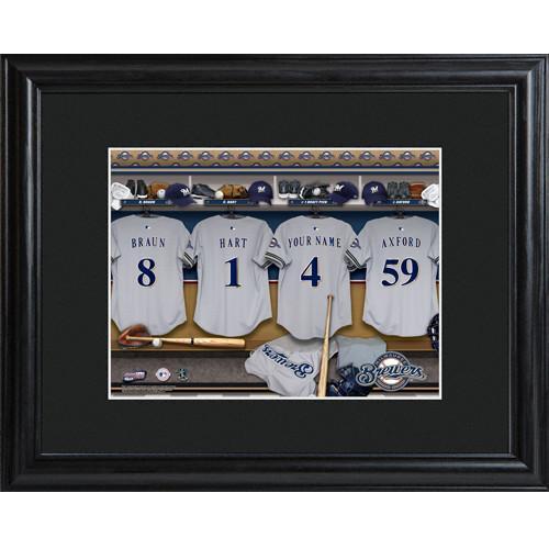 Personalized MLB Clubhouse Sign w/Matted Frame - Brewers