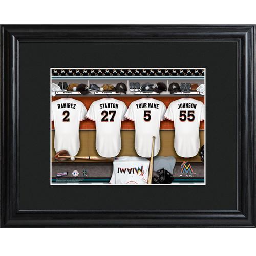 Personalized MLB Clubhouse Sign w/Matted Frame - Marlins