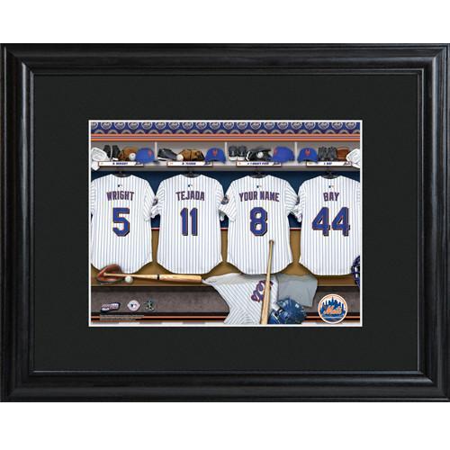Personalized MLB Clubhouse Sign w/Matted Frame - Mets