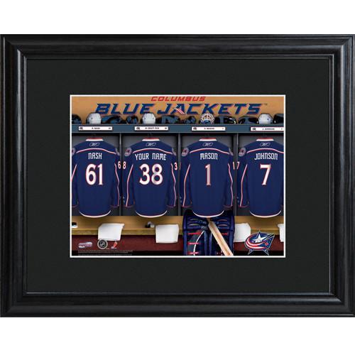 Personalized NHL Locker Room Sign w/Matted Frame - Blue Jackets