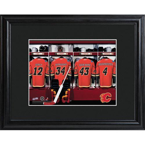 Personalized NHL Locker Room Sign w/Matted Frame - Flames