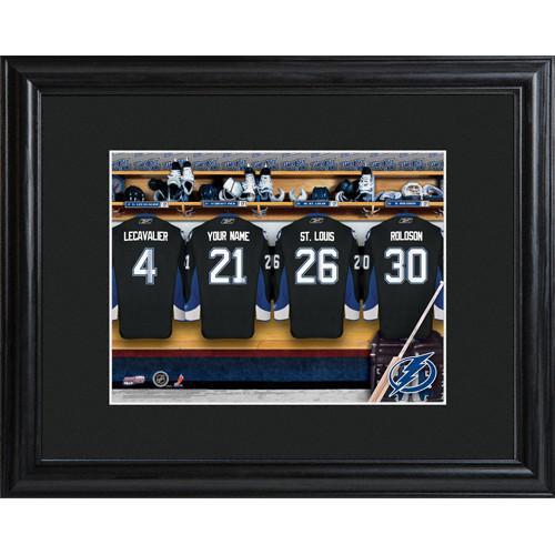Personalized NHL Locker Room Sign w/Matted Frame - Lightning