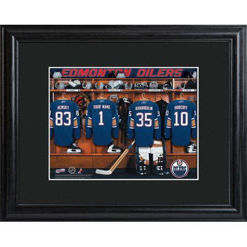 Personalized NHL Locker Room Sign w/Matted Frame - Oilers
