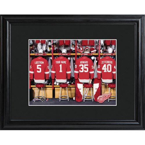 Personalized NHL Locker Room Sign w/Matted Frame - Red Wings