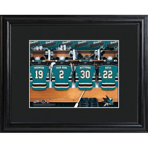 Personalized NHL Locker Room Sign w/Matted Frame - Sharks