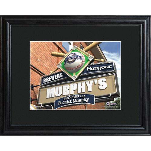 Personalized MLB Pub Sign w/Matted Frame - Brewers