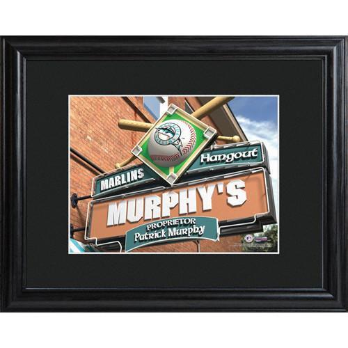 Personalized MLB Pub Sign w/Matted Frame -Marlins