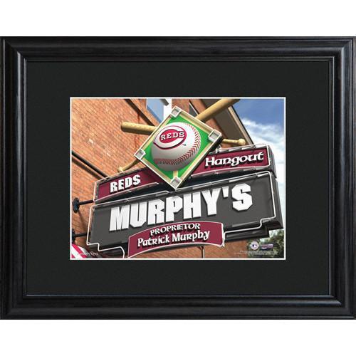 Personalized MLB Pub Sign w/Matted Frame - Reds