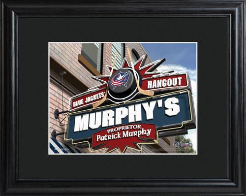 Personalized NHL Pub Sign w/Matted Frame - Blue Jackets