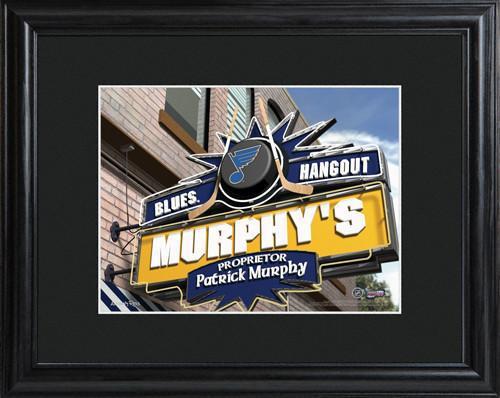 Personalized NHL Pub Sign w/Matted Frame - Blues
