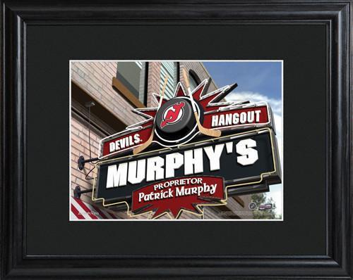 Personalized NHL Pub Sign w/Matted Frame - Devils