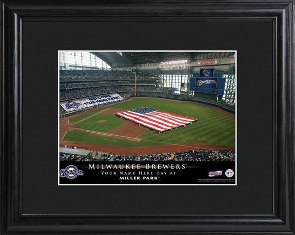 Personalized MLB Stadium Sign w/Matted Frame - Brewers