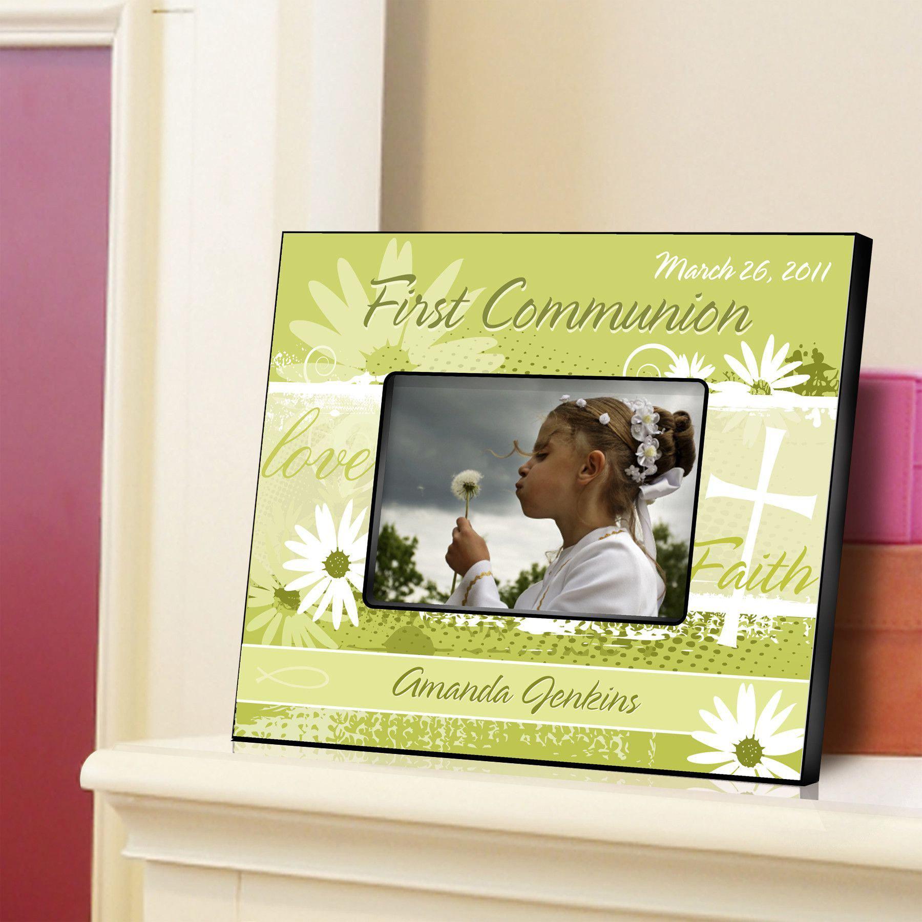 Personalized First Communion Picture Frame-Delicate Daisy
