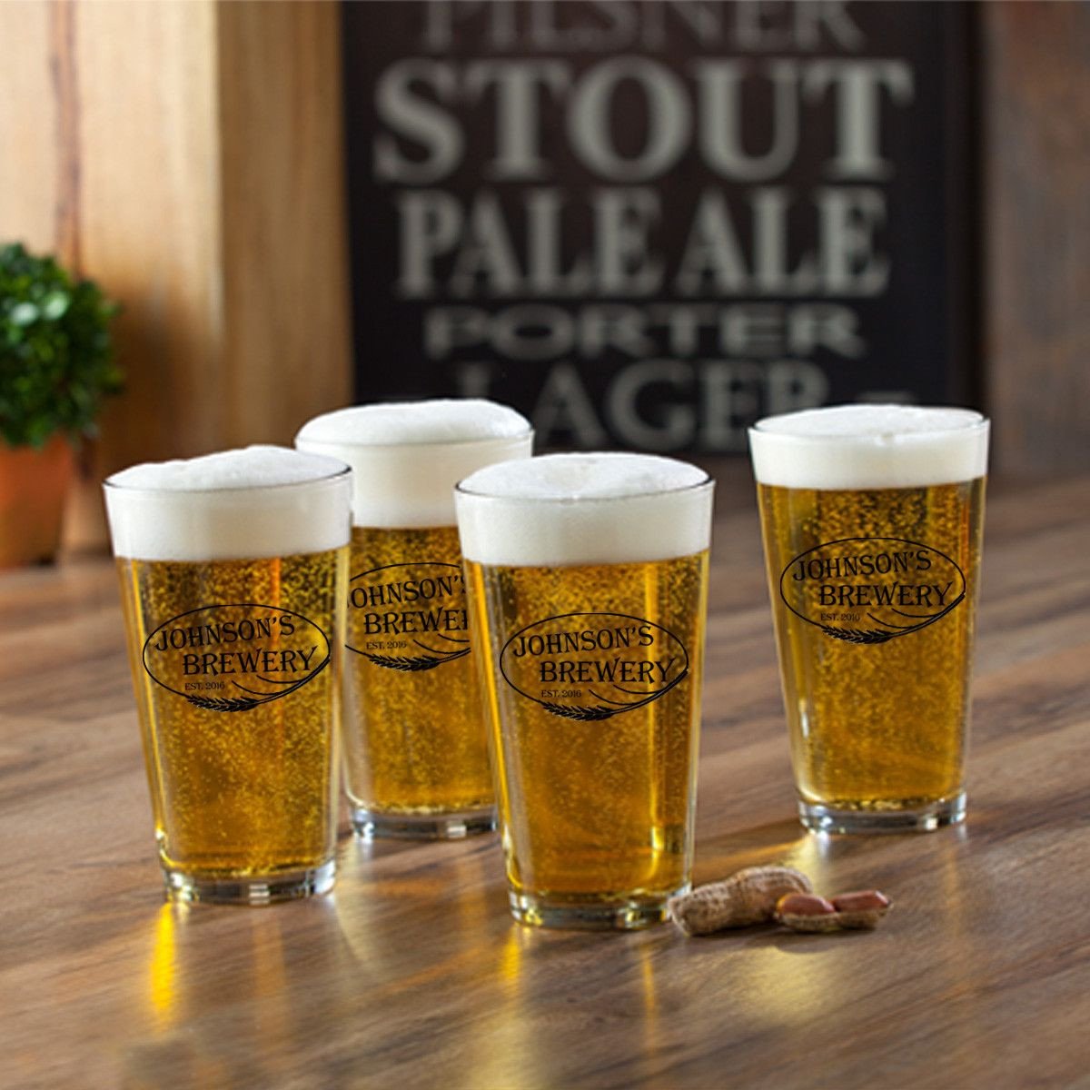 Personalized Pint Glasses Set of 4