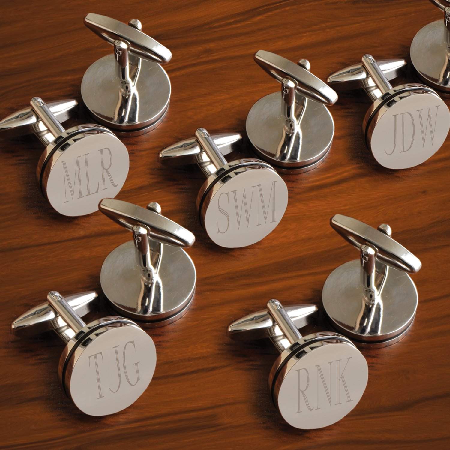 Personalized Engraved Pin Stripe Cufflinks Set of 5