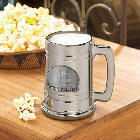 Buy Personalized Groomsman Gunmetal Medallion Beer Mug