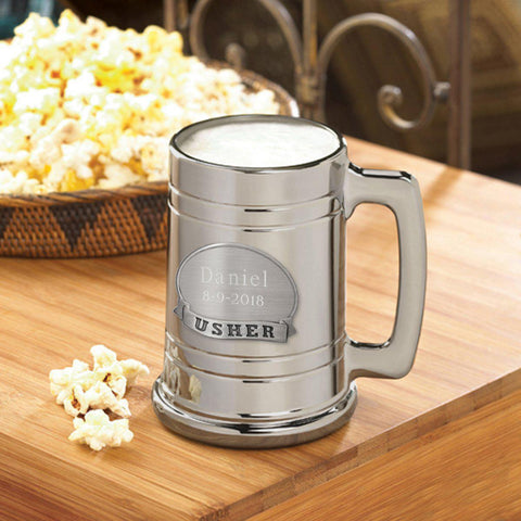 Buy Personalized Groomsman Gunmetal Medallion Beer Mug