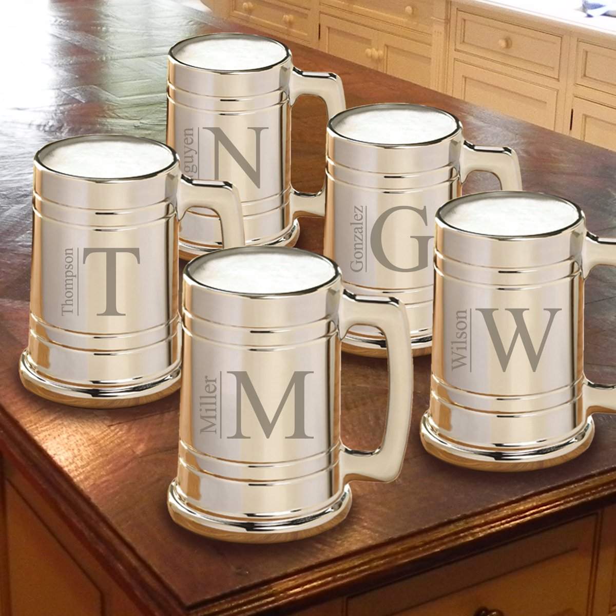 Personalized Gunmetal Beer Mug Set of 5