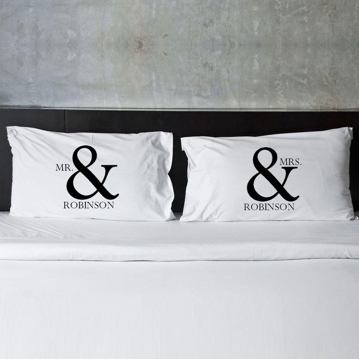 Personalized Mr &amp; Mrs Couples Pillow Case Set