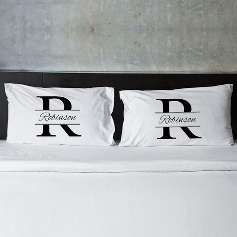 Buy Personalized Stamped Design Couples Pillowcase Set
