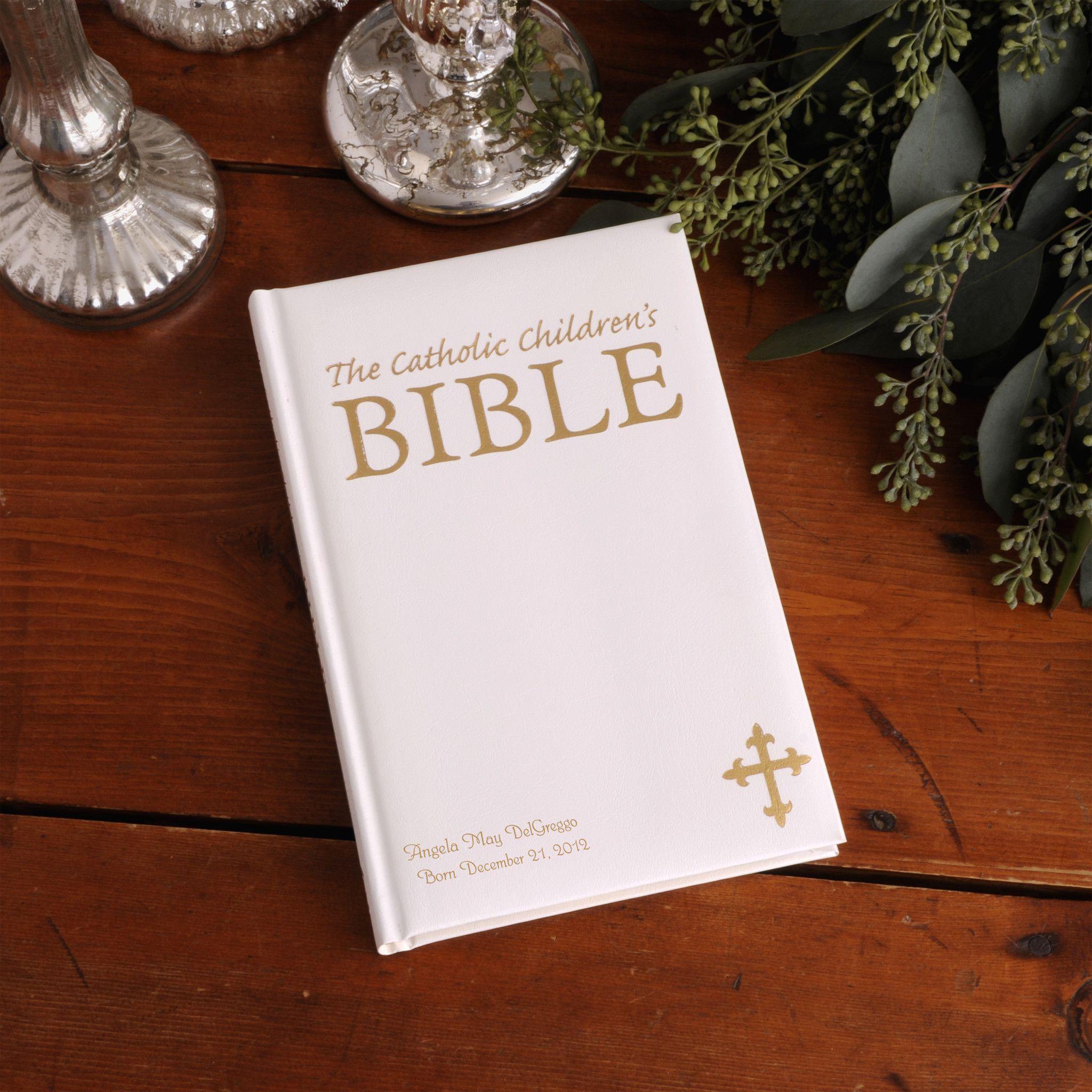 Personalized Catholic Children&#039;s Bible - White