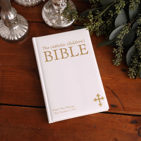 Buy Personalized Illustrated Catholic Children's Bible - White