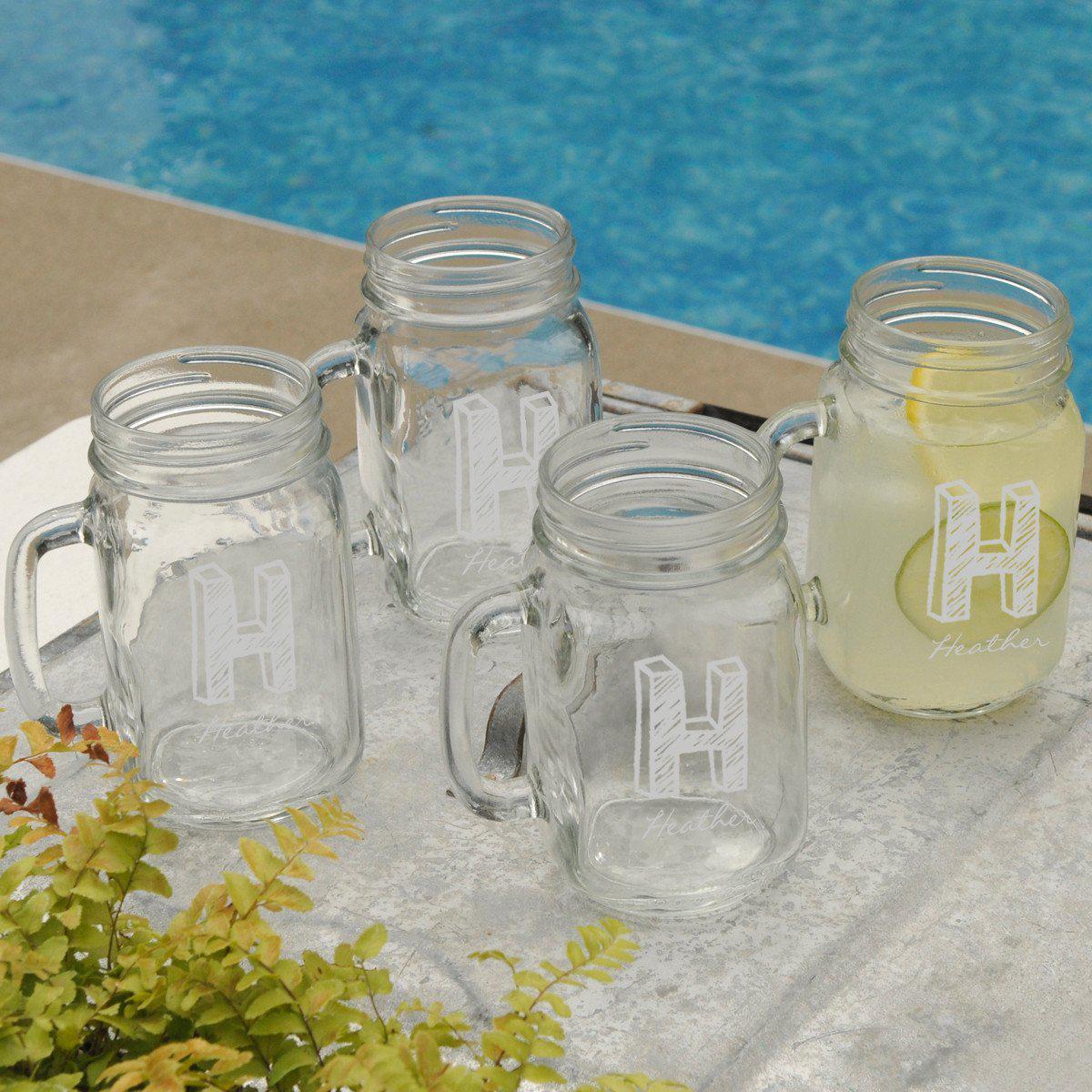Personalized Jar Glass Set of 4