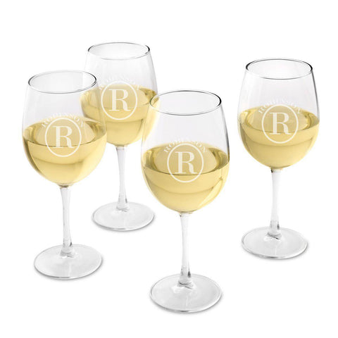 Buy Personalized Set of 4 White Wine Glasses