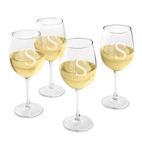 Buy Personalized Set of 4 White Wine Glasses