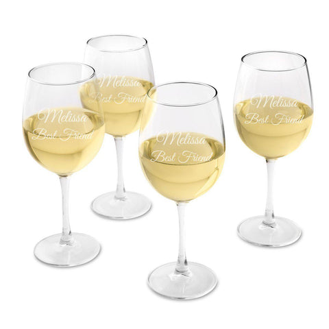 Buy Personalized Set of 4 White Wine Glasses