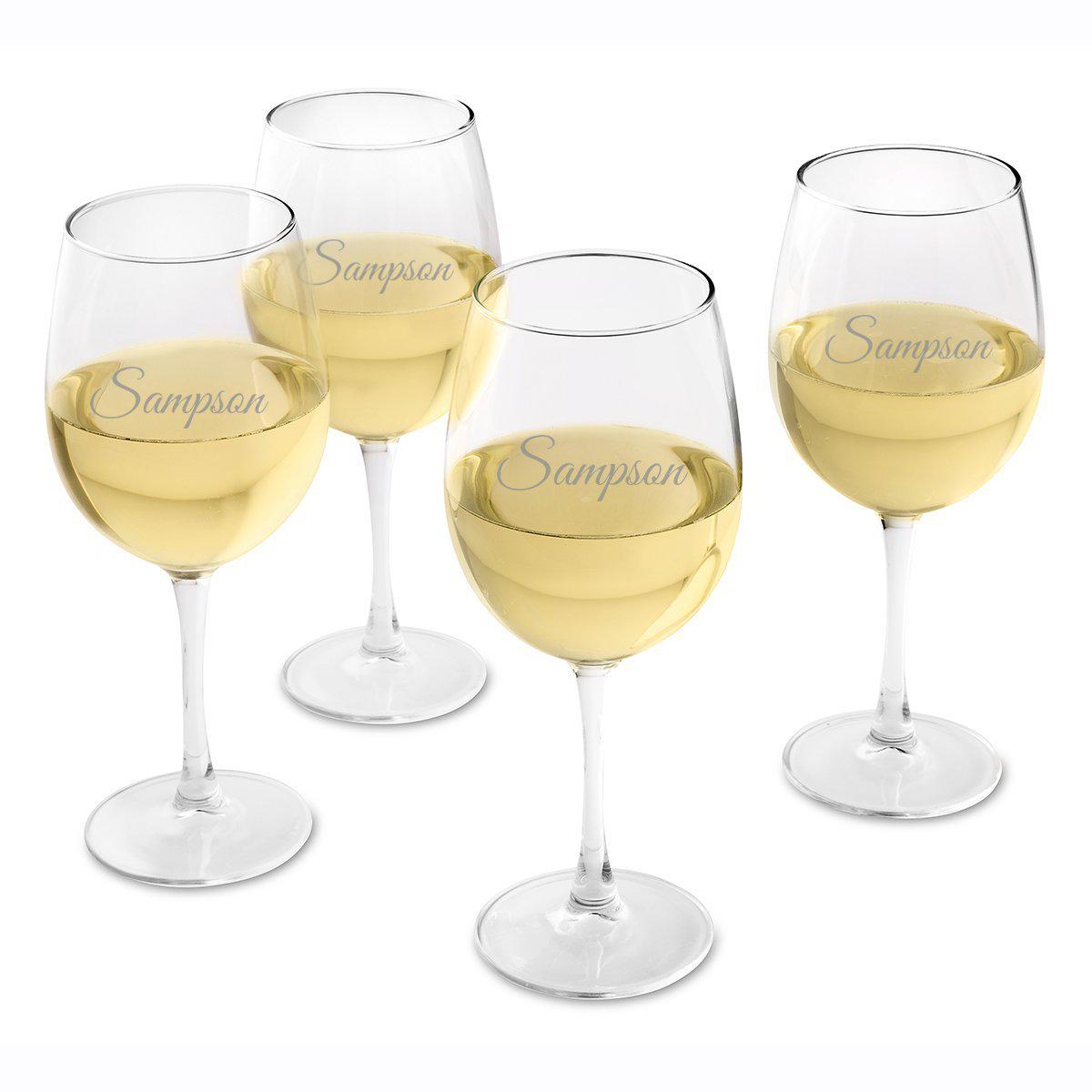 Personalized White Wine Glasses Set of 4 - All