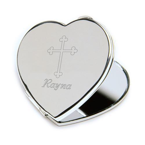 Personalized Compact Mirror w/Engraved Cross