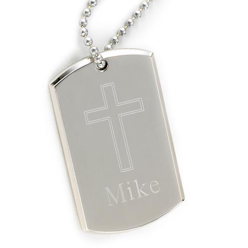 Personalized Large Inspirational Dog Tag w/Engraved Cross