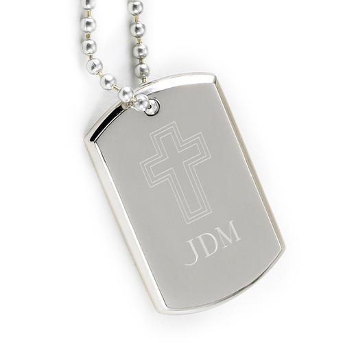 Personalized Small Inspirational Dog Tag W/engraved Cross